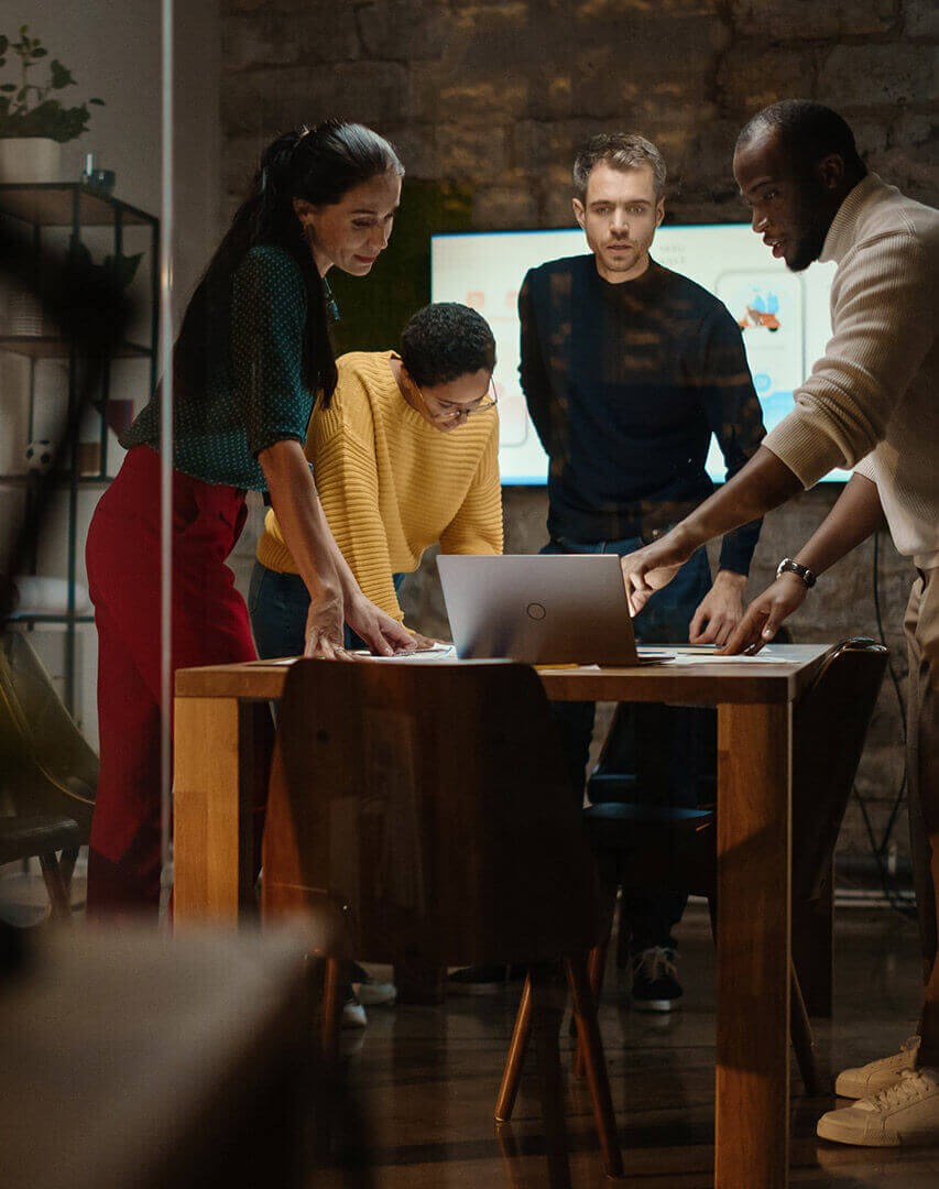 Two people working together